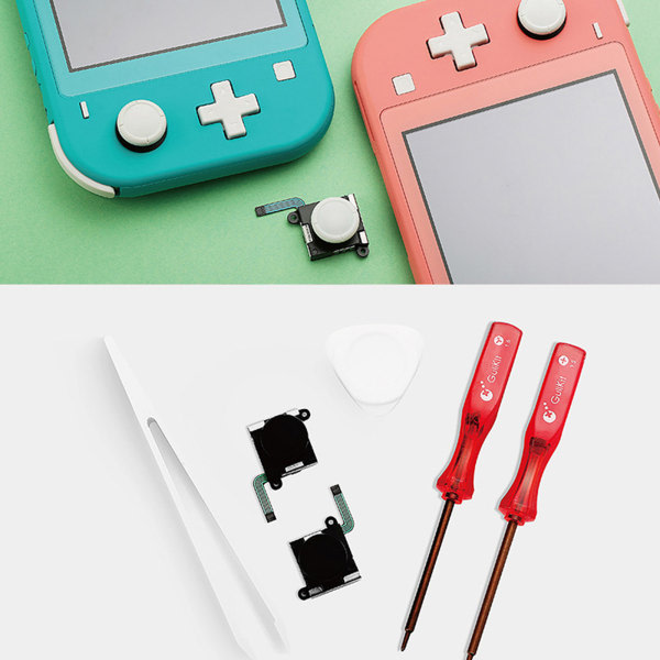 6-in-1-reparationssats för spelkontroller 3D Analog Joystick Sensor Vippbyte för Cross Y-skruvmejsel + pincett för NS Swicth Svart