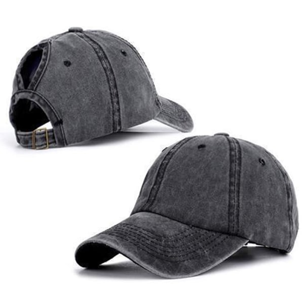 Vintage hästsvans cap Dam Justerbar Snapback Hat Summa Svart onesize Black onesize