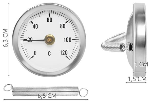 Anlægningstermometer 0-120°C - Termometer Silver silver