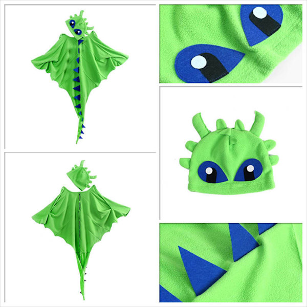 Dinosaurie Kap, Hatt och Mask - Barnkostym för Uppträdanden, Halloween, Jul och Cosplay (3-8 år) Green
