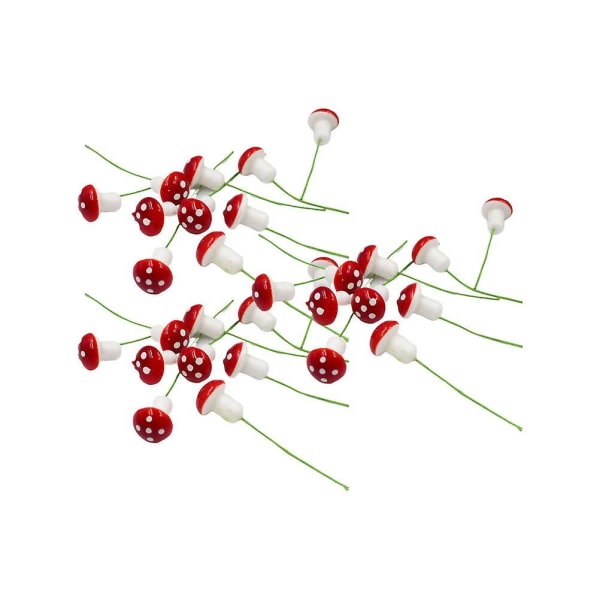 100 st Snygg simulerad svamp konstgjord mikrolandskap miniatyrlandskapsväxtprydnader för miniutsmyckning Landskapstillbehör (röd) (M, röd)