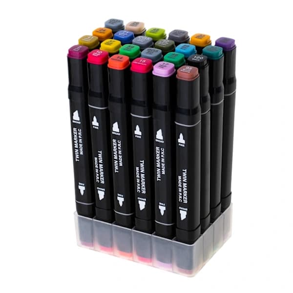 Alcohol-Based Double-Sided Marker Pens – 24-Pack