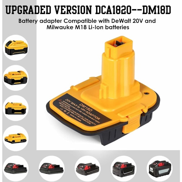 Batteriadapter med USB för Dewalt 20V/18V Milwaukee M18 18V litium DC9096 DW9096