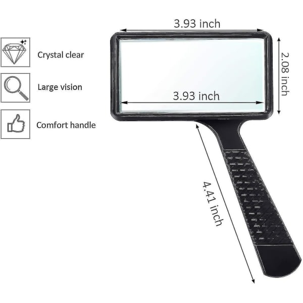 5x handhållen förstoringsglas Rektangulärt förstoringsglas Scratch Hy