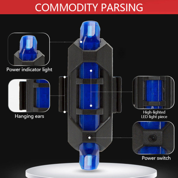LED-sykkelbagasjelys, vanntett, bakre, se én størrelse B one size