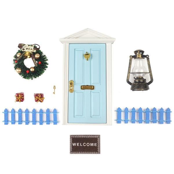 1/12 Dukkehus Jul Scene Modell Dør Krans Matte Sett Dukkehus Miniatyr