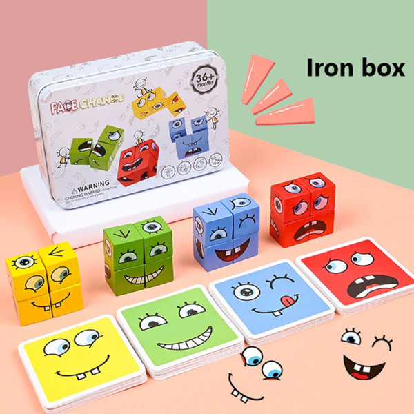 Pedagogiska leksaker för barn Känslor Ändra uttryck Pussel Cube 1 1