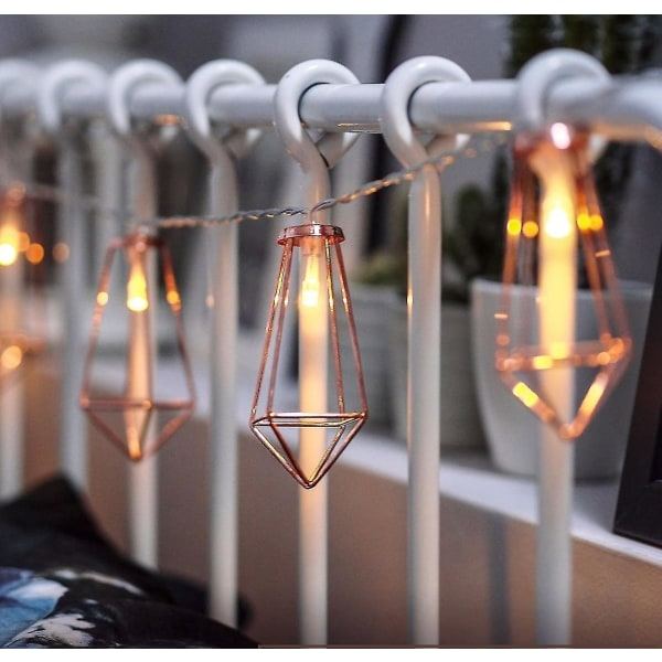 Wabjtam 10 LED 6,6 Ft Diamond String Lights Batteridrivna, Geometriska String Lights Varma