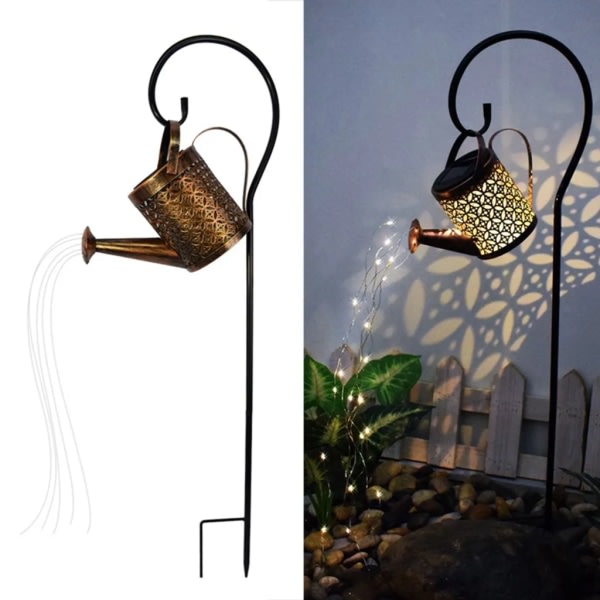 Solar vattenfallsljus, LED Fairy Light, vattenkanna ja stativ, Star Shower Art Fairy Light umpiplats gräsmatta ljus 82cm