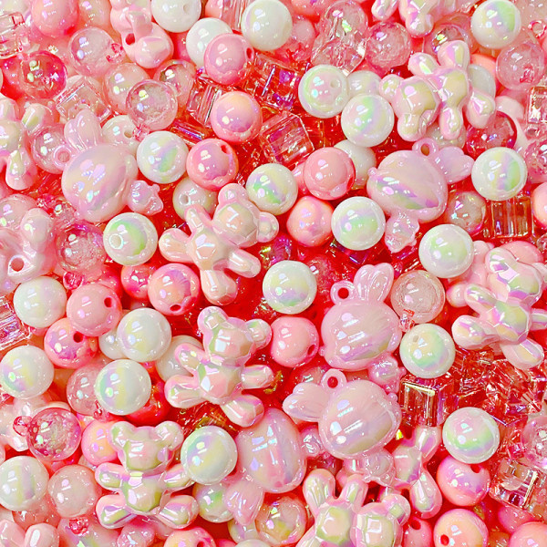 5/10st Akryl Rosa Bjørn Perler Løs Perle Lysende Liten Br A1