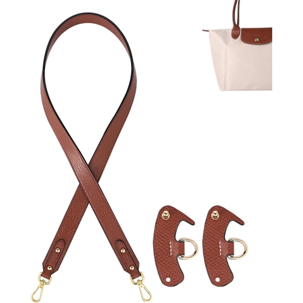 Leather Strap for Longchamp, Replacement Genuine Leather Straps with 2 Punch-Free Adapters, Strap Accessories for Small and Medium Bags