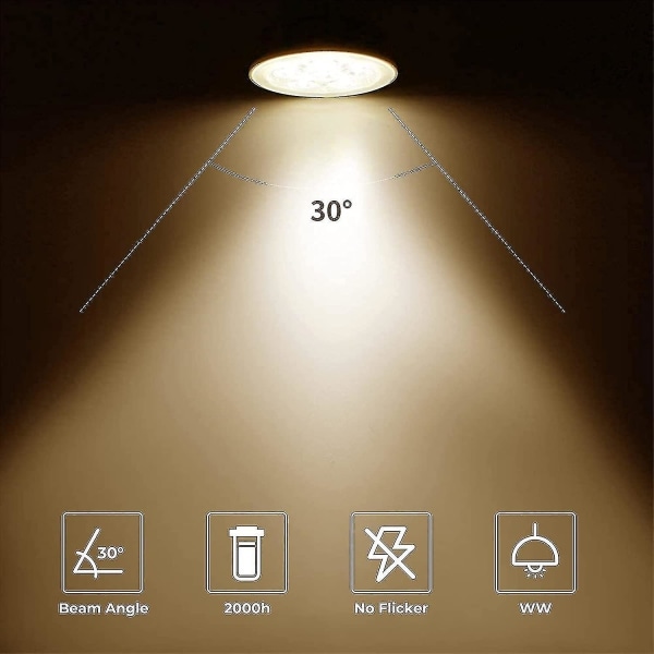 Pakke med 8 halogenlamper GU5.3 MR16 35W 12V Dimbar - varm hvit 2800K, 400 lumen, deksel null ingen