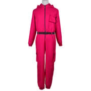 Halloween-tilbud Squid Game 2 Voksen Triangelvakt Jumpsuit + Maske Triangulær M Triangular M