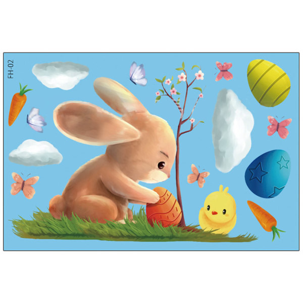 Pääsiäis-tarrat Cartoon Rabbit Egg PVC Staattinen sähkötarra Seinäkoriste null - 4