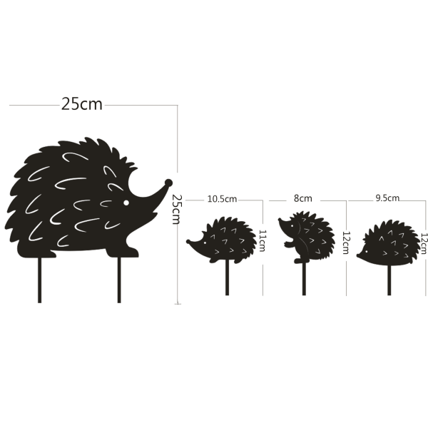 (4 stycken) Metall utomhusträdgårdsdekor, Hedgehog Yard Art Garden