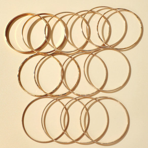 1Set Punk Guld Färg Armband för Kvinnor Trendiga Metall Armband Je 05 One Size 5 one size