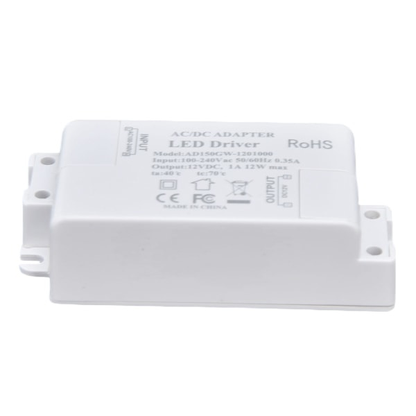 LED-drivertransformator LED-drivertransformator AC100-240V/0,35A DC12V/1A 12W til G4 MR11 MR16