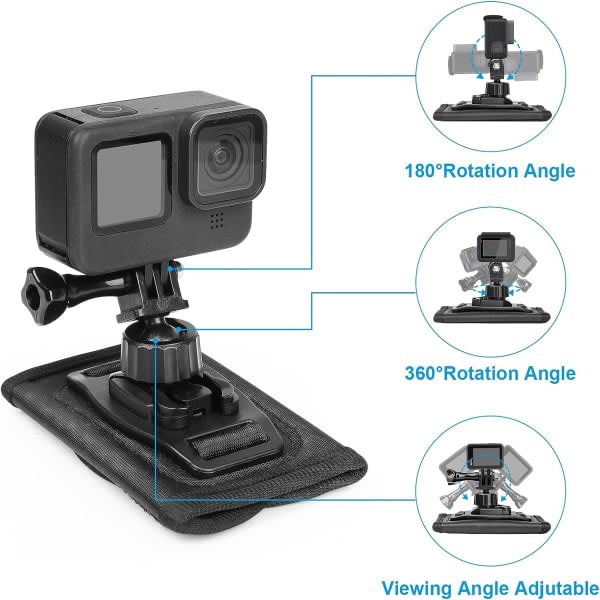 Ryggsäcksfäste för axelrem, kompatibelt med GoPro Hero 11