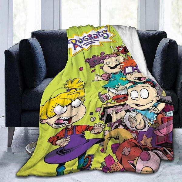 Rugrats Vändbar Mysig Slängfilt Ultra Mjuk Flanell Fleece Varm Barn Vuxen Fuzzy Lätt filt För Soffa Vardagsrum Sovrum Varm filt,- 50x40in 125x100cm