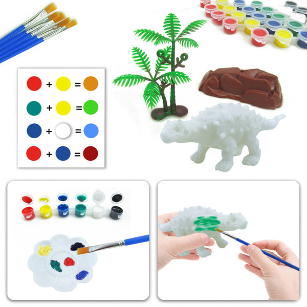 64st/ set DIY Graffiti Dinosaurie Modell 3D Målad Handfärgning Tyrannosaurus