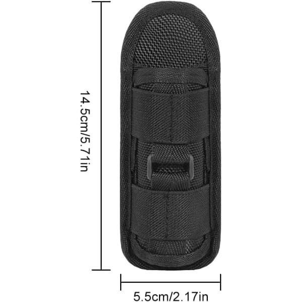 Ficklampshölster, Taktisk 360° Rotationsbar Lampficka för Bälte med Clip, Lampficka, Ficklampshållare, Svart