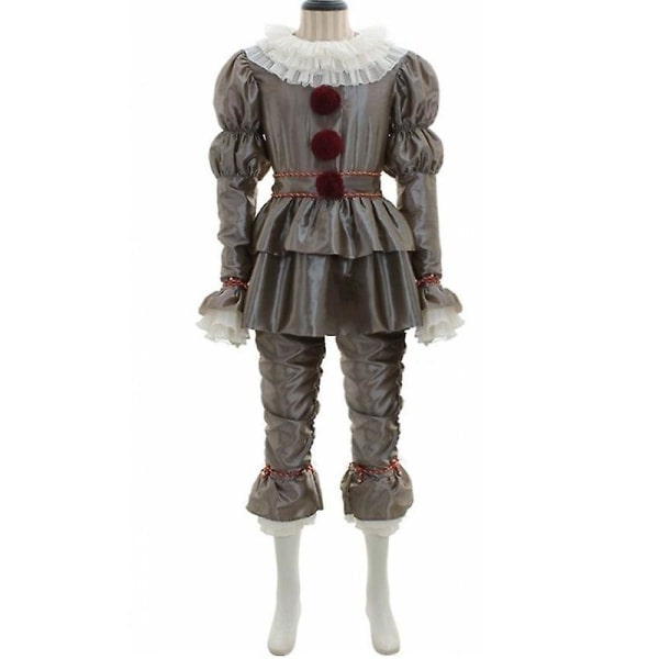 Halloween Stephen King's It Pennywise Clown Cosplay Kostym för Män Fest Fancy Dress Up Outfit Set M