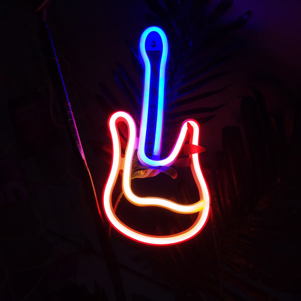 Gitar Neon Skilt Dekor Lys