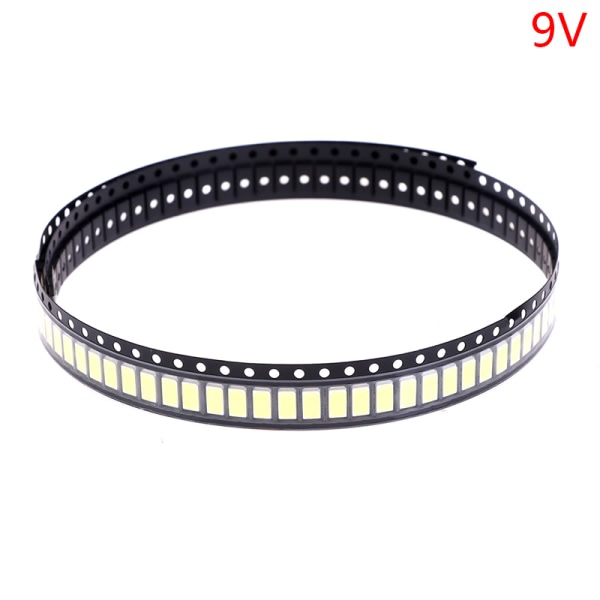 100 stk. 3030 SMD LED-perler 1W 3V/6V/9V Koldt hvidt lys til TV L Hvid 9V White 9V