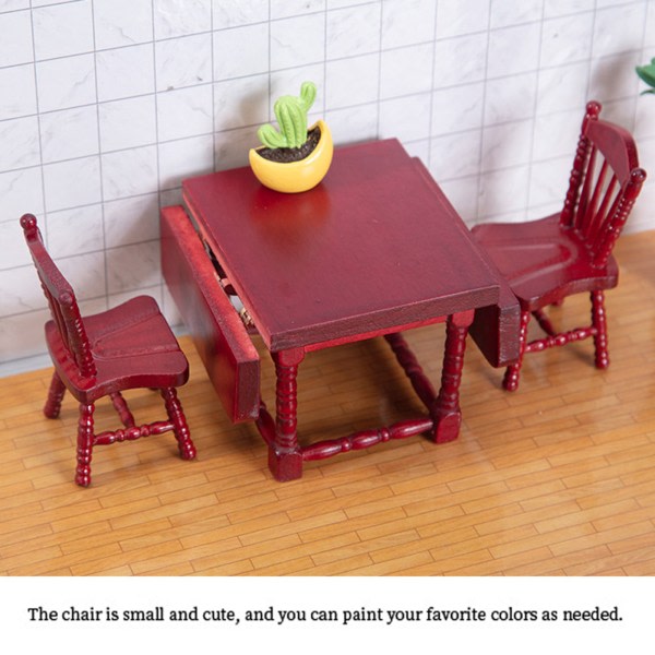 Dockhus Miniatyrstol/Matbord Ekologisk Målad för Dockhusmöbler DIY Rollspel Tillbehör Barnleksak M null - B