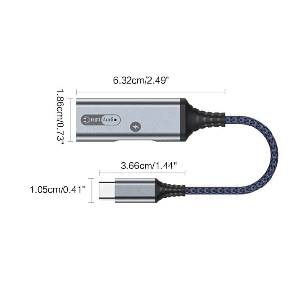 Typ C PD 60w Lataussovitin USB C - 3,5 mm Jack Splitter -puhelimeen Sininen Typec 3.5mm Blue Typec 3.5mm