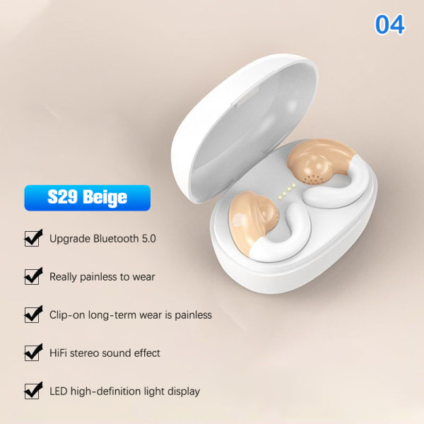 Korvaklipsin luun johtavuuden Bluetooth-kuulokkeet Langattomat kuulokkeet 4(S29 Beige)