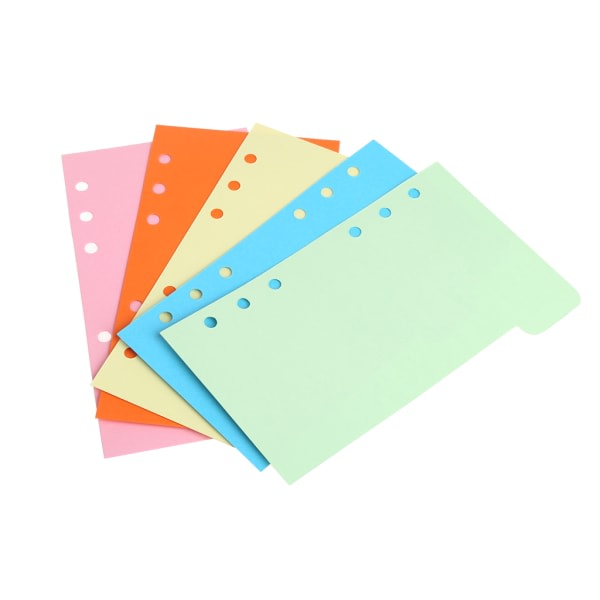 5 påfyllningar 6 hål blankt färgglatt papper för A5 A6 lösbladspärm anteckningsbok null - A6