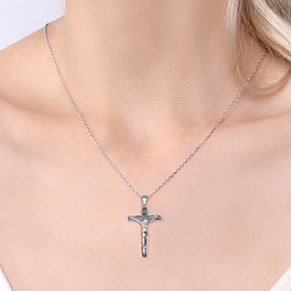 Män Kvinnor Kristen Jesus för kors Halsband med kedja Metalllegering Kristus krucifix hänge Religiös bön Jul smycken gåvor