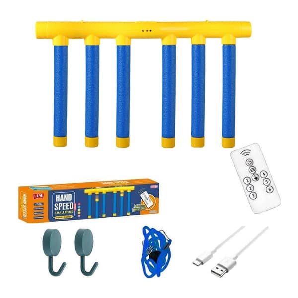 2025 Reflex Challenge Game - Hand-Eye Coordination & Reaction Training Toy, Adjustable Speed Drop Stick & Hand Speed Challenge Blue Blue