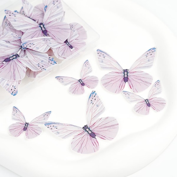 72 kpl syötäviä perhoskakkukoristeita, violetteja perhoskakkukoristeita, perhoscupcakea hääkoristeita, tahmeaa paperia, tyttöjen syntymäpäiväkoristeita Purple butterfly