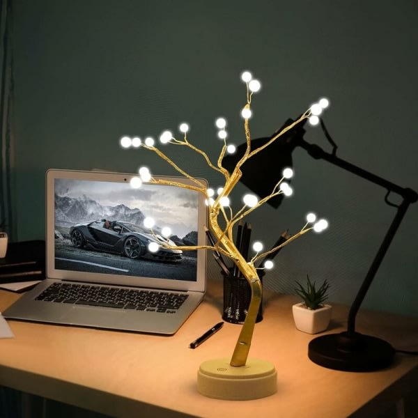 LED Bonsai Træ Bordlampe med Batteri og USB Power Insert Lampe Træ Dekoration Kobber Justerbar Gren Lampe Bordlampe Natlys 36