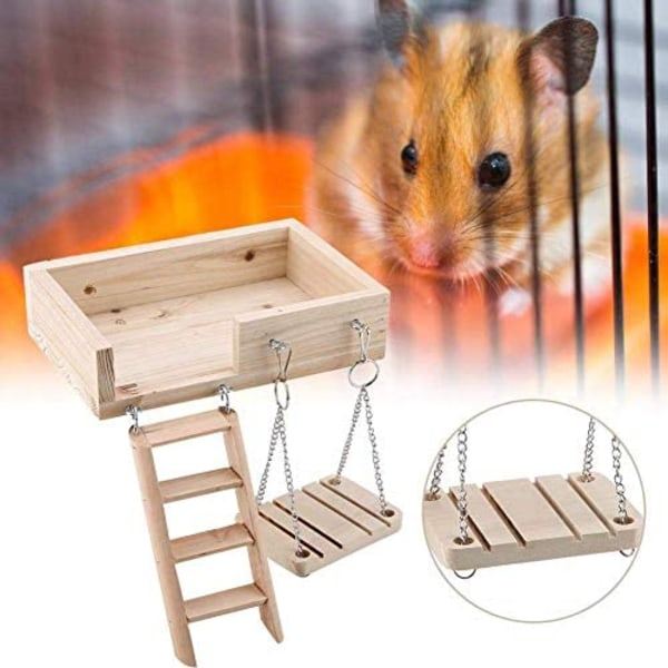 Træ Hamster Klatre Stige Gynge Platform Sæt til Små