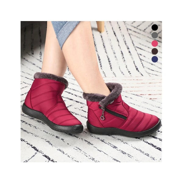 Dam Vinter Varma Ankel Snöskor Slip-on Zip Utomhus Vandring