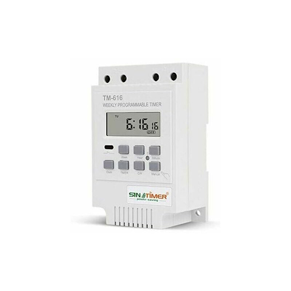 1x TM616 Timerrelæ, 12V Timer Elektrisk Ugentlig Digital Timer Switch med LCD Digital Display - Hvid