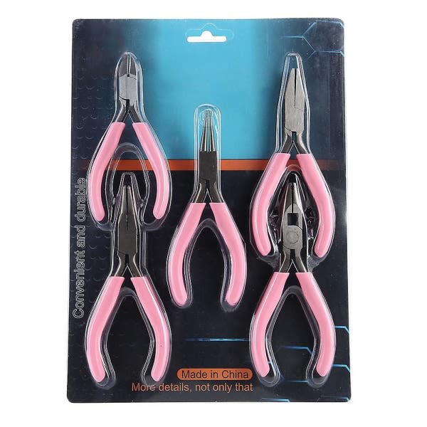 5 kpl Mini Pink 4in metallitangot Set Kit Cutter Handwork Smycken Crafts Tool