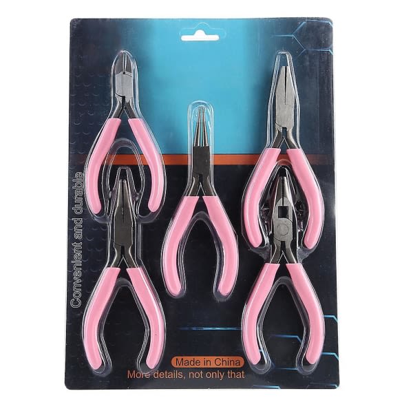 5 st Mini Pink 4in metalltång Set Kit Cutter Handwork Smycken Crafts Tool