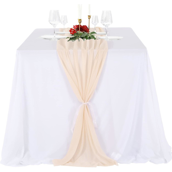 2-delad Chiffon Bordlöpare, Lång Transparent Romantisk Löpare för Bröllop och Rustik Dekoration (70 x 400 CM) #5-5