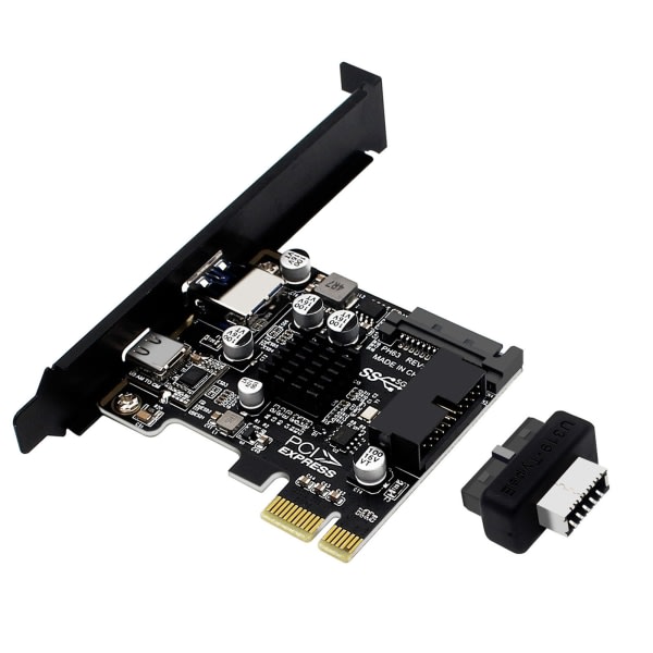 PCIE 3.0 till USB3.0 A Typ C 5 Gbps Dataöverföring Snabbladdning USB-C Controller PCI-E Typ E 19P 20P Typ E-kort Full height baffle