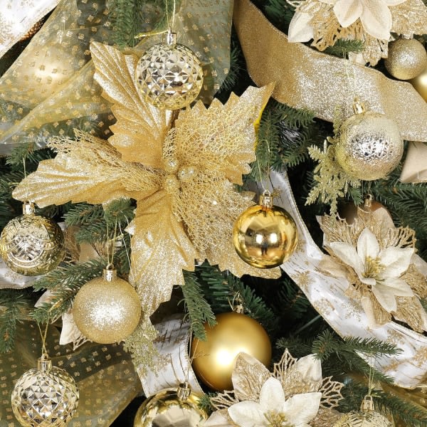 1 st julkulor splittringssäkra juldekorationer för julgran, semester, bröllop, fest julkulor med snören (60 mm/2,36", guld)
