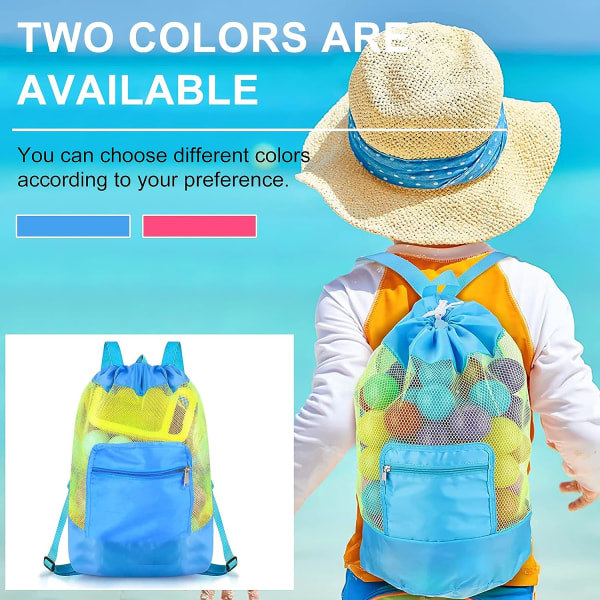 Nätstrandleksaksbag, Strandleksaksförvaringsväska Stor Nylon Dragsko