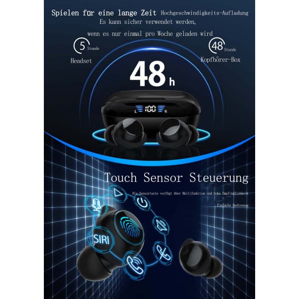 Bluetooth-headset, aktiv støjreduktion, LED-display