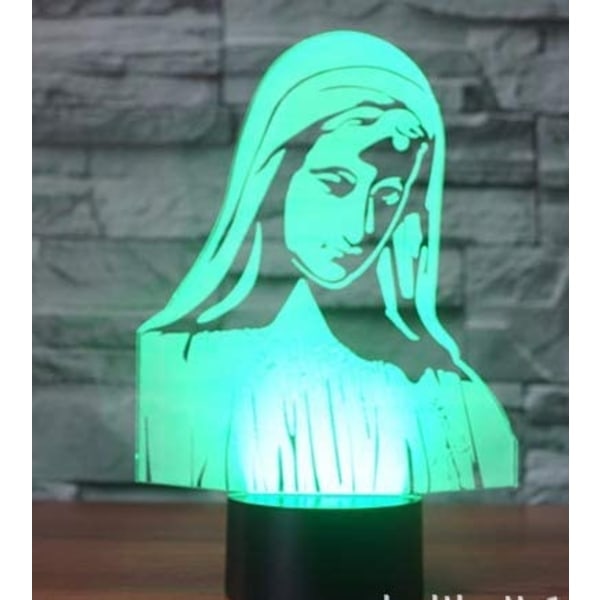 3D Illusion Jesus nattlyslampe, 7 farger gradvis Chandin