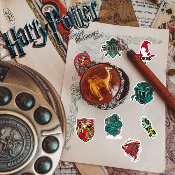 Harry Potter akvarell vinylklistermärken, set med 50 st, vattentät och UV-beständig, perfekt för alla dina prylar, lejon- och ormhus