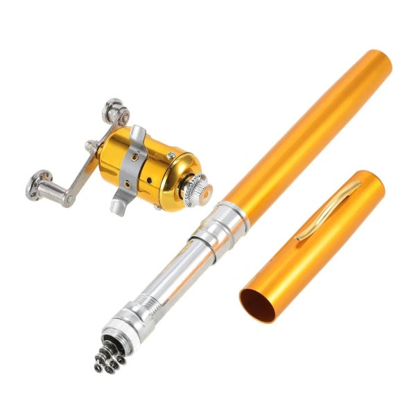 Angelspöset & Rulle Combo Kit Mini Teleskopiskt Bärbart Fickspö + Rulle Aluminiumlegering Fisketillbehör