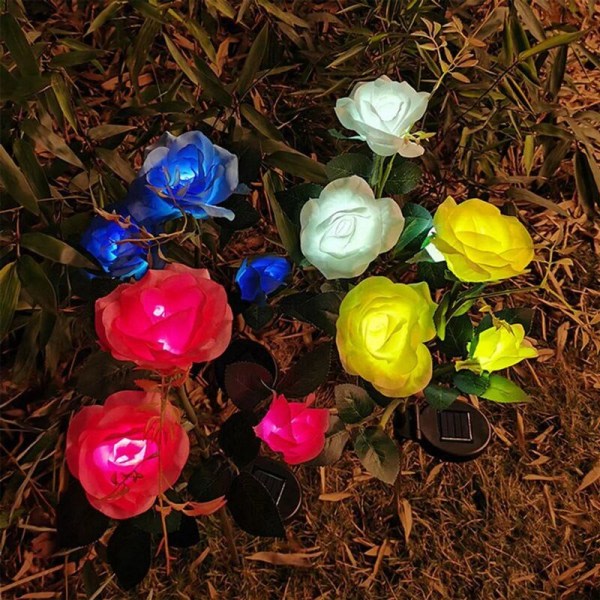 5- LED Solar Rose Blomster Solar Lys Lampe Lys 75cm Hvit Rose Landskapslampe Utomhuslamper Hagedekorasjon